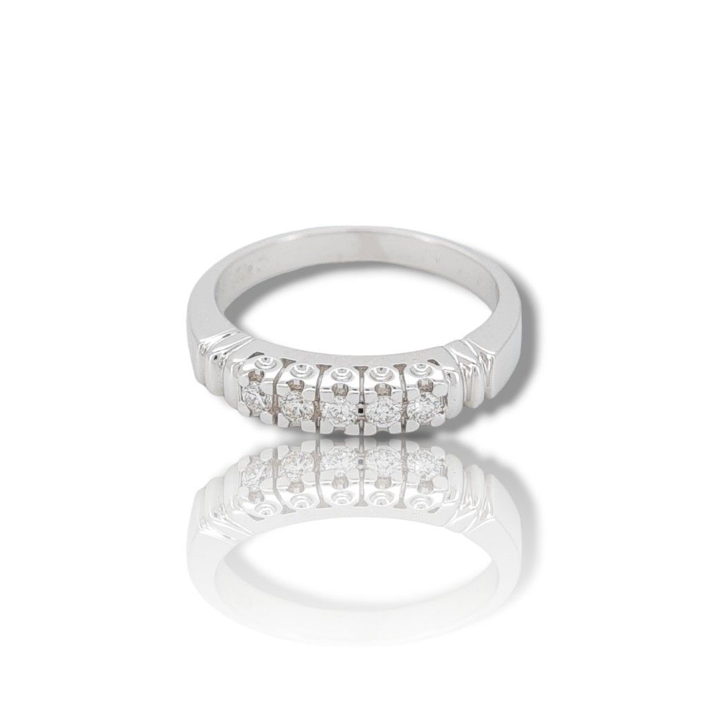 White gold eternity ring k18 with 5 diamonds (code T2203)